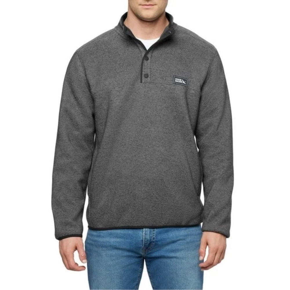 Eddie Bauer Men's Sweater Fleece Pullover Size XXLarge Grey Quarter Snap New
